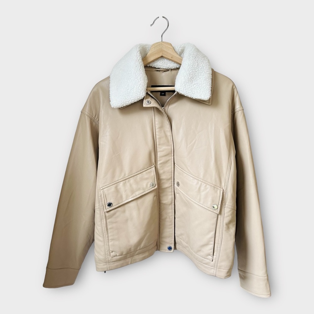 Kenneth Cole Faux‎ Leather Bomber Jacket, size S